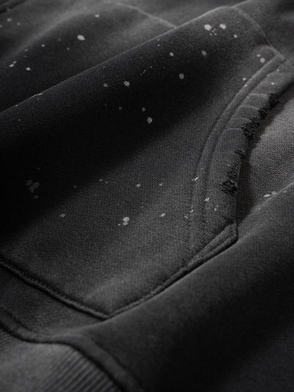 Vintage Washed Frayed Fleece Hoodie